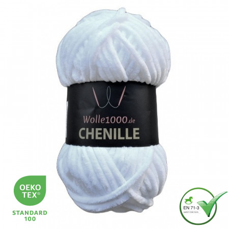 Wolle1000 Chenille - 01 weiss - 100g