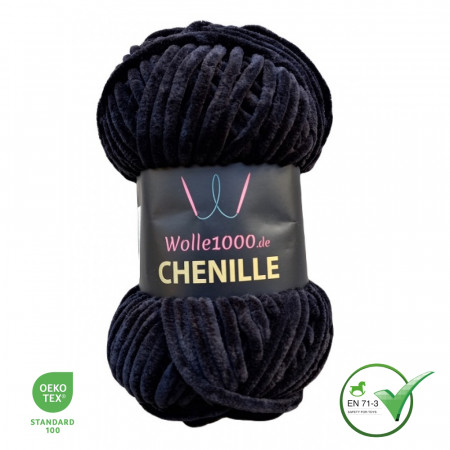 Wolle1000 Chenille - 10 schwarz - 100g