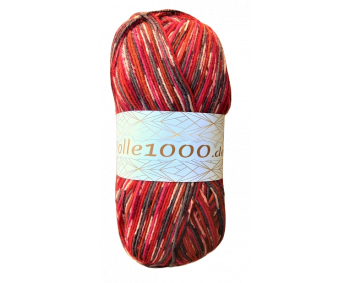 Wolle1000 Super Sox 6 - Farbe 111  - rot-grau