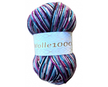 Wolle1000 Super Sox 6 - Farbe 113  - lila-türkis-grau