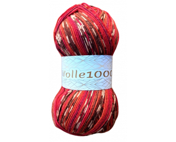 Wolle1000 Super Sox 6 - Farbe 115  - rot-orange-braun