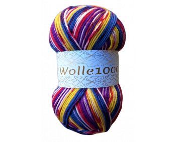 Wolle1000 Super Sox 6 - Farbe 145  - gelb-blau-lila