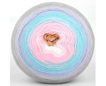 Wolle1000 - Trend Acrylic - Farbe 1003 (Weiss-Rosa-Türkis-Hellblau-Hellgrau) 2000m Bobbel
