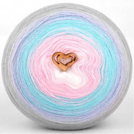 Wolle1000 - Trend Acrylic - Farbe 1003 (Weiss-Rosa-Türkis-Hellblau-Hellgrau) 2000m Bobbel