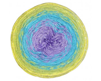 Wolle1000 - Trend CottonLUX - Farbe 8175 (Flieder-Türkis-Grün-Lemon) 900m Bobbel mit Glitzer