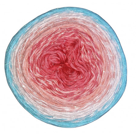 Wolle1000 - Trend CottonLUX - Farbe 8345 (Lachs-Coralle-Mint) 900m Bobbel mit Glitzer