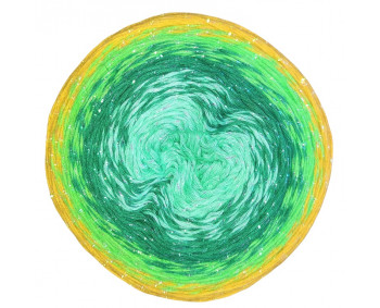 Wolle1000 - Trend CottonLUX - Farbe 8575 (Minze-Dunkelgrün-Grün-Senf) 900m Bobbel mit Glitzer
