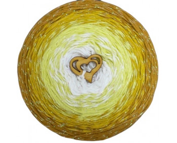 Wolle1000 - Trend CottonLUX - Farbe 8615 (Creme-Vanille-Gelb-Senf) 900m Bobbel mit Glitzer