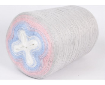 Wolle1000 - Trend Merino - Farbe 507 (Wollweiss-Hellblau-Rosa-Hellgrau) 1450m Bobbel