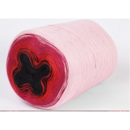 Wolle1000 - Trend Merino - Farbe 509 (Schwarz-Rot-Beere-Rosa) 1450m Bobbel
