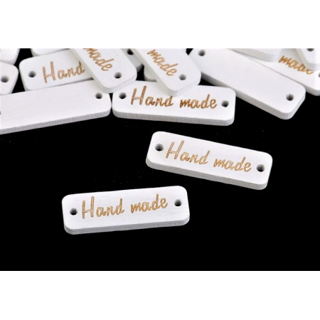 Holz-Etikett - Handmade - weiß - 10x30mm - 5 Stück (0,50€/Stk.)