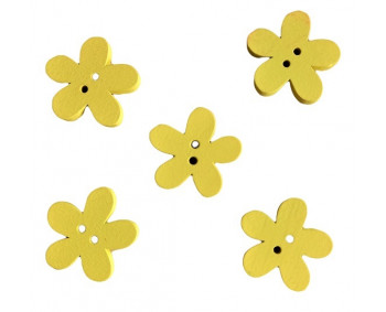 Holzknopf - Blüte gelb - 5 Stück  (0,20€/Stk.)