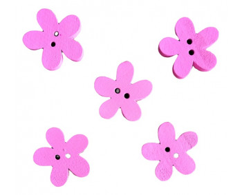 Holzknopf - Blüte rosa - 5 Stück  (0,20€/Stk.)