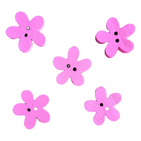 Holzknopf - Blüte rosa - 5 Stück  (0,20€/Stk.)