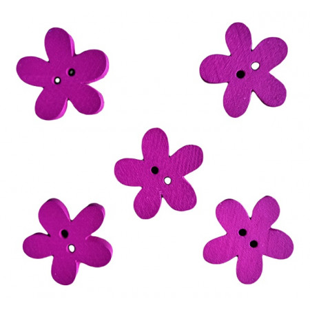 Holzknopf - Blüte lila - 5 Stück  (0,20€/Stk.)