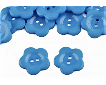 Kinderknopf - Blume - Blau - 5 Stück  (0,24€/Stk.)