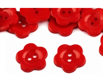 Kinderknopf - Blume - Rot - 5 Stück  (0,24€/Stk.)