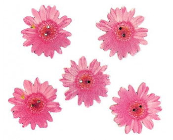 Holzknopf - Blume rosa - 5 Stück  (0,24€/Stk.)