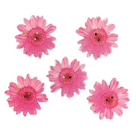 Holzknopf - Blume rosa - 5 Stück  (0,24€/Stk.)