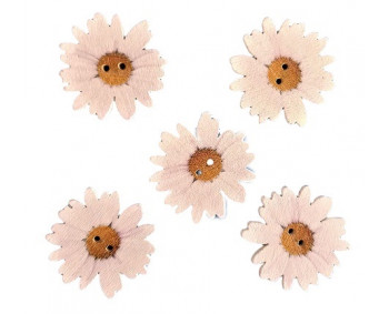 Holzknopf - Blume creme - 5 Stück  (0,24€/Stk.)