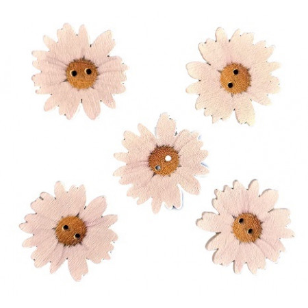 Holzknopf - Blume creme - 5 Stück  (0,24€/Stk.)