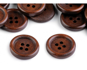 Holzknopf - 4Loch - 20mm - dunkelbraun - 10 Stück  (0,12€/Stk.)