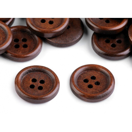 Holzknopf - 4Loch - 20mm - dunkelbraun - 10 Stück  (0,12€/Stk.)