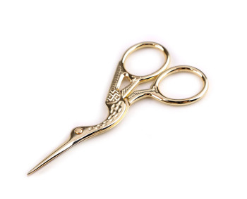 Stickschere - Storch - Länge 9,5cm - Goldfarben