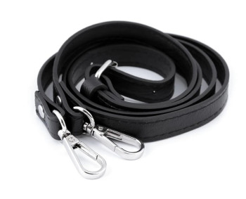 Kunstleder-Gurt / Taschenhenkel mit Karabiner / 1,5 cm breit / Nickel
