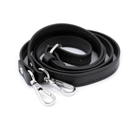 Kunstleder-Gurt / Taschenhenkel mit Karabiner / 1,5 cm breit / Nickel