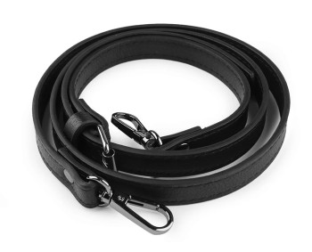 Kunstleder-Gurt / Taschenhenkel mit Karabiner / 1,5 cm breit / Schwarz