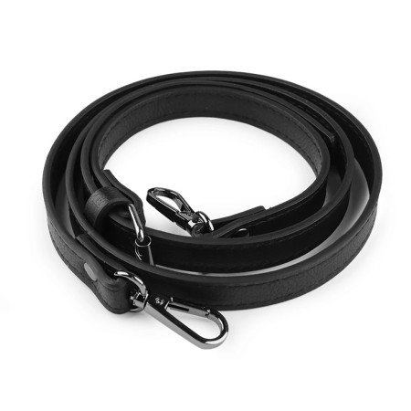 Kunstleder-Gurt / Taschenhenkel mit Karabiner / 1,5 cm breit / Schwarz